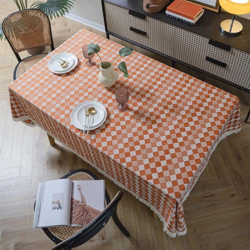 BESTORI Tischdecke Leinenoptik Abwaschbar Kratzfest Tischtuch für Esstisch Fleckabweisend Tischdecken für Esszimmer Hochzeiten Küche Party, Orange 4, 140 x 300cm von BESTORI