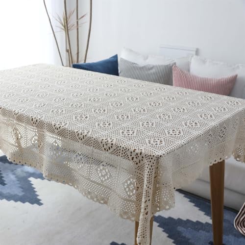 BESTORI Tischdecke für Runden Tisch Schmutzabweisend Abwaschbar Tischtuch Fleckabweisend Modern Tischdecke für Haus, Hochzeiten, Party, Beige 1, 60 x 60cm von BESTORI