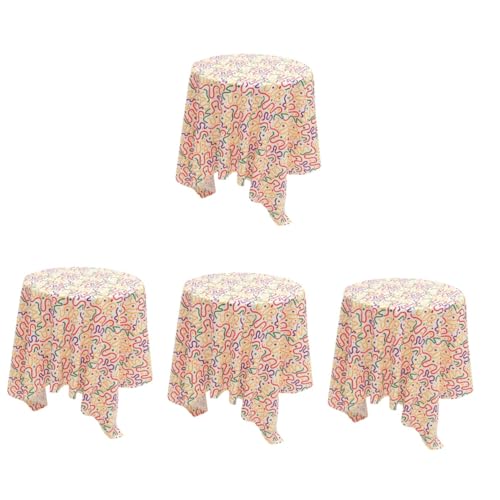 4 Stück Tischdecke weiße Verzierungen rechteckig Esstisch Round Table Cloth obrus NA stół do salonu farbelfarben Tablecloth Tischtuch gestreifter Tischläufer Polyester BESTOYARD von BESTOYARD