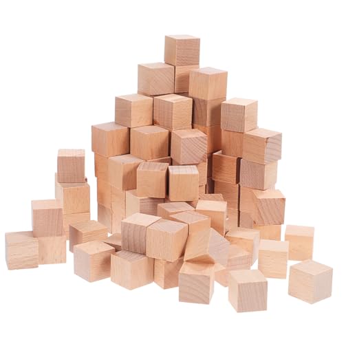 BESTOYARD 1 Satz Massivholzbausteine Bastelzeug Bastel Materialien Handgemachte Holzspielzeuge Holzsteckwürfel Laufstall Spielzeug Bastelwürfel Aus Holz Würfel Bauen Holzwürfel Hölzern 100st von BESTOYARD