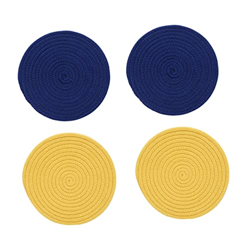 BESTOYARD 1Stk runde Bechermatte tischunterlage tischmatte Platzset Place mats tischdeko esstisch Barmatten Kabel Bierdeckel Korb Untersetzer aus Baumwollgarn dekorative Tischsets Blue von BESTOYARD