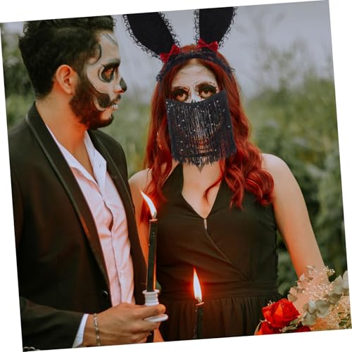 BESTOYARD 3St Hasenohren-Stirnbandmaske Maske Häschen-Accessoires für Frauen Hase Cosplay Frauen Kopfbedeckung mit Hasenohren Halloween-Hasen-Stirnband Ostermasken Stoff Black von BESTOYARD