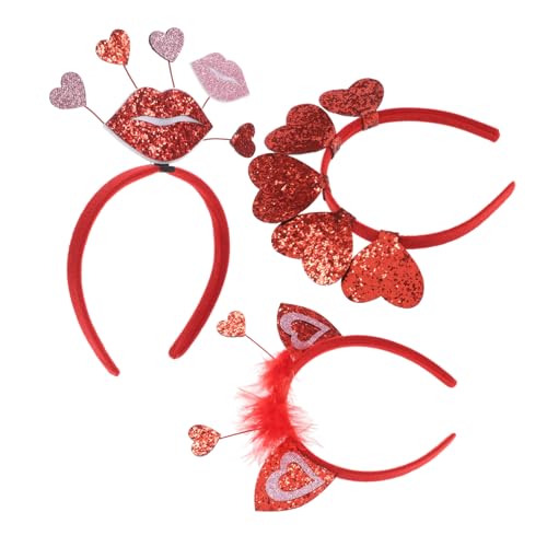 BESTOYARD 3st Valentinstag Stirnband Valentinstag Zubehör Stirnband Requisiten Stirnband Für Damen Stirnband Foto Requisiten Valentinsgrüße Herz Kopfband Party-kopfschmuck Eisendraht Rot von BESTOYARD