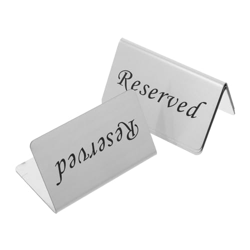 BESTOYARD 4 Stück Tisch reserviert Partydekoration Tischkarten Hochzeitsdeko Inhaber Bankett reserviertes Schild Planke Restaurant reserviertes Schild Partyzubehör Rostfreier Stahl Silver von BESTOYARD