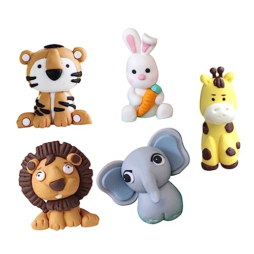 BESTOYARD 5 Stück Kuchendekoration Hasen Kuchenaufsatz Kuchendekoration Kuchendekoration Hochzeitstortenaufsatz Tierwelt Tiere Figuren Spielzeug Tiger Kuchenaufsatz von BESTOYARD