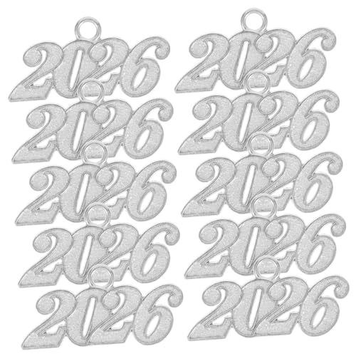 BESTOYARD 50Pcs 2026 Anhänger mit Zahl und Jahr Charme-Präsentationsständer Kerze Kerze Kerze Abschlussanhänger Abschlussdekoration Neujahrszauber Schlüsselanhänger-Anhänger Zinklegierung von BESTOYARD