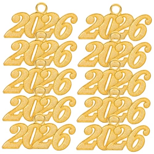 BESTOYARD 50Pcs 2026 Anhänger mit Zahl und Jahr Fotoständer Charme-Präsentationsständer abschlussgeschenk schlüsselanhanger goldene Zahlenanhänger Gefälligkeiten für Abschlussfeiern von BESTOYARD