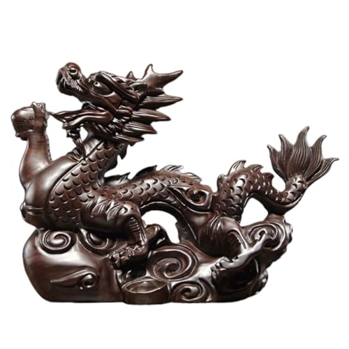 BESTOYARD Dekorative Holzfigur Drachenmodell gefälschter Drache orientalische Drachenstatue Drachen-Buchstütze Verzierung in Drachenform Chinesische Drachendekore Holzdrache hölzern Brown von BESTOYARD