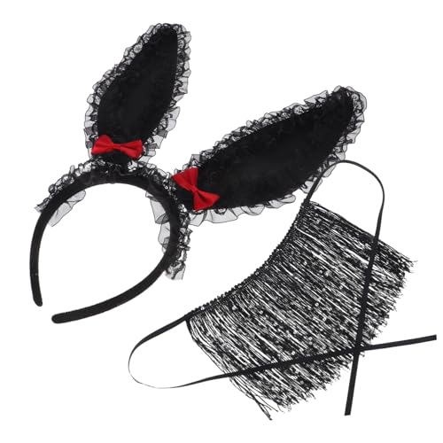 BESTOYARD Hasenohren-Stirnbandmaske Maske Hasenohren Kostüm Hasenkopfbedeckung Hasenohren-Maske Schwarzes Hasenkostüm Hasenohren Haarband Häschen-Accessoires für Frauen Plastik Black von BESTOYARD