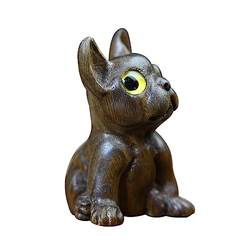 BESTOYARD Hundeschmuck büro Dekoration Office Decoration tischdeko esstisch Living Room Decoration Teepet Miniaturdekoration Frosch Spielzeug Teehausverzierung Hölzerner Welpe Holz Coffee von BESTOYARD