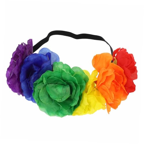 BESTOYARD Regenbogen Girlande Dekorationen Regenbogen-rosen-stirnband Festival Körper Glitzer Stirnbänder Fiesta Bands Stolzes Blumenstirnband Gay-pride-stirnband Stolz-outfits Rave Stoff von BESTOYARD