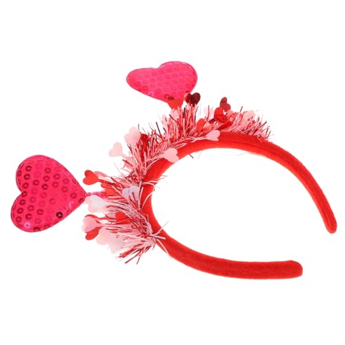 BESTOYARD Valentinstag Stirnband Kopfbedeckung Kostüm Dekoration Favorisieren Amorherz-stirnband Feier Jubiläum Braut- Urlaub Paillette Kopf Bopper Thematisches Stirnband Flanell Rosa von BESTOYARD