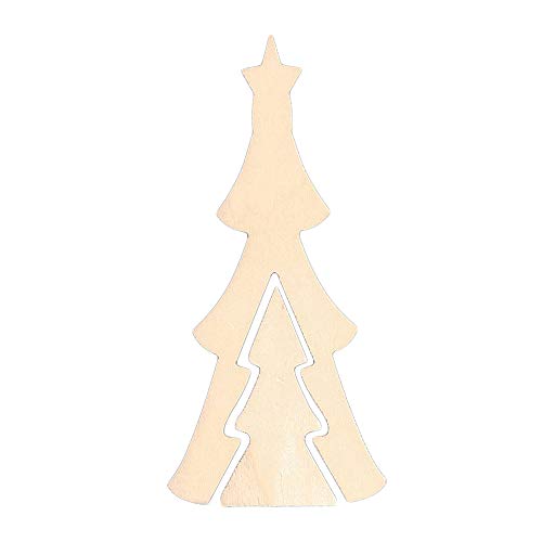 BestPysanky Unfinished Standing Wooden Double Christmas Tree Shape Cutout DIY Craft 9.5 Inches von BESTPYSANKY