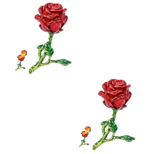 BESTYASH 2St rose schmuckschatulle Hortensie Party Ringelblume Girlande hohe künstliche Rose storage boxes aufbwahrungs-box schmuck box Tischdekorationen Emaille-Strass-Ringetui Magnet rot von BESTYASH