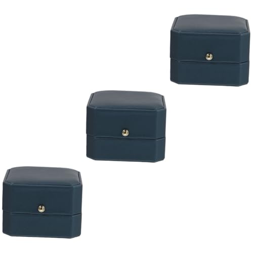 BESTYASH 3 Stck. Schmuckkästchen anhängerbox deichselbox travel jewelry case schmuckkasten Schmuckverpackung Schmuckaufbewahrung Kette Träger Gold Ringe Anhänger Fall Schmuckhalter Pu Navy von BESTYASH