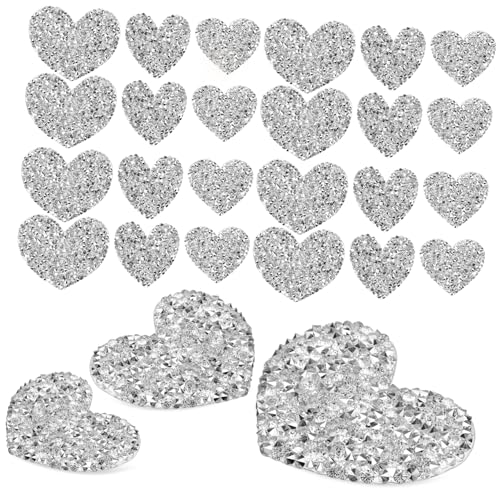 BESTYASH 30St slice silver agn Glitzernd Kleidungsdekoration Handtaschenapplikationen Flecken Strass-Herz-Aufkleber Pailletten-Patches dekorative Patches Strass-Patches Harz-Strasssteine von BESTYASH