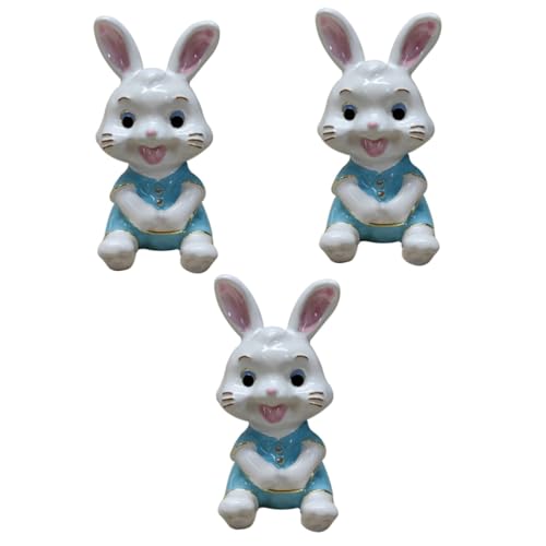 BESTYASH 3St Kaninchen-Schmuckkästchen Mini-Schmuckkästchen Desktop-Hase Schreibtisch-Kaninchen-Figur- hasenfiguren easter decoration tier schmuckschatulle Schminkaccessoires Legierung von BESTYASH