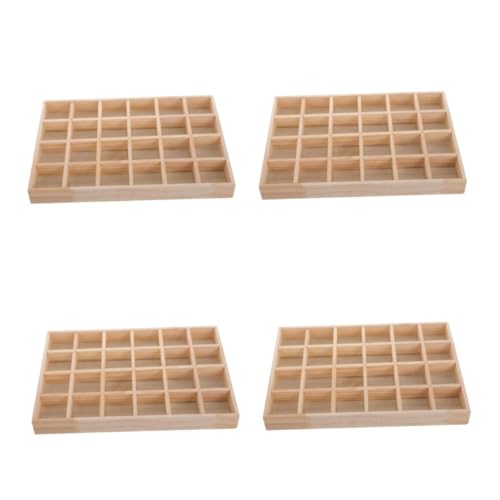 BESTYASH 4 Stück 24 Ablageschale Aus Massivholz Halsketten-organizer Organizer Für Schmuckschubladen Anhänger Tabletts Schmuckorganisatoren Schmuckvitrine Kleiner Perlenorganisator Beige von BESTYASH