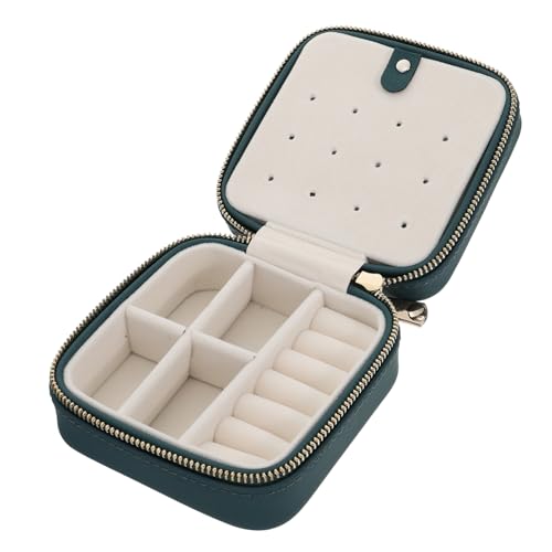 BESTYASH Schmuckkästchen Schmuckorganisator für Halsketten Perle Taschen Anhänger travel schmuckbox travel jewelry case PU-Aufbewahrungskoffer schickes Schmucketui Beflocktes Tuch Green von BESTYASH