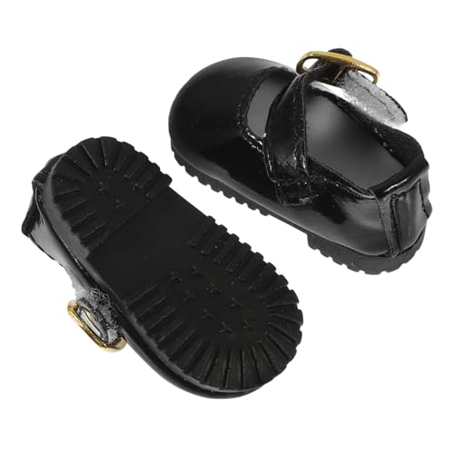 BESTonZON 1 Paar Mini Bjd Schuhe Puppe Lederschuhe Kleiderschuh für Mädchen Mini-Kleiderschuhe puppenspielzeug Puppen Kleidung Lederschuhe für Mädchenpuppen Puppenkleidung Schuhe Black von BESTonZON