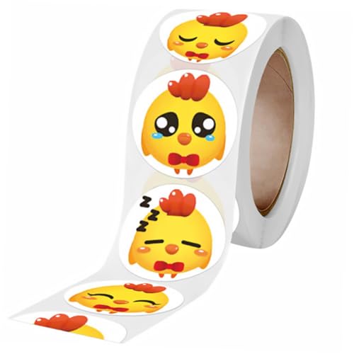 BESTonZON 1 Rolle 500St Etikettenaufkleber belohnung Cute Sticker Easter Presents Festliche Glasaufkleber ostegeschenke Kindergeschenk gelbe Kükenklammern Papier Yellow von BESTonZON