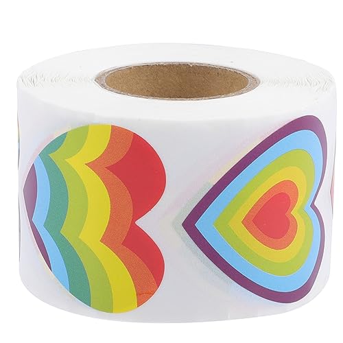 BESTonZON 1 Rolle Regenbogen-Herz-Aufkleber Regenbogenliebesaufkleber Aufkleber für Geschenkanhänger Scrapbooking Sticker Scrapbook Stickers briefumschläge Stolz-Aufkleber Umschlagsiegel von BESTonZON