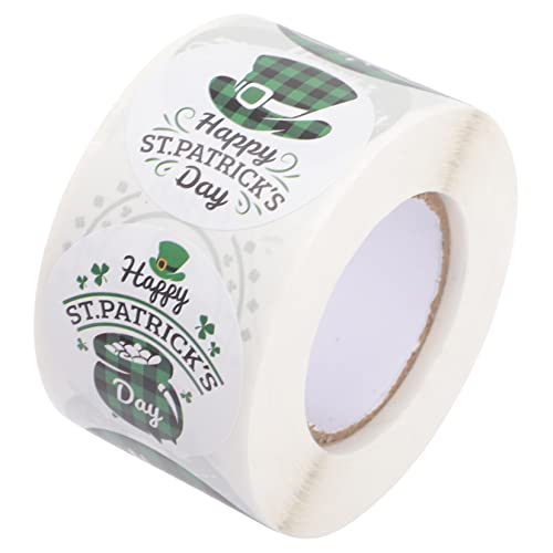 BESTonZON 1 Rolle St. Patrick-Aufkleber Patrick-Geschenkaufkleber runde Etiketten Scrapbooking Sticker Scrapbook Stickers st Patricks Day Etiketten st. Patrick's Day-Umschlagdichtung Plastik von BESTonZON