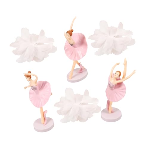 BESTonZON 1 Satz 6 Stk Ballettmädchen-Ornamente Dekoration für Tänzer Puppenhauszubehör Figur office decoration hochzeitsdeko Kuchen Zubehör schöne Tortendeko Gittergewebe Rosa von BESTonZON