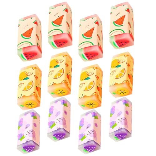 BESTonZON 1 Satz Früchte Radiergummi Süße Radiergummis Für Cracker Waschbar Obst Spaß Briefpapier Schreibwaren Für Kindergarten Radiergummi Dekorativer Radiergummi 12st von BESTonZON