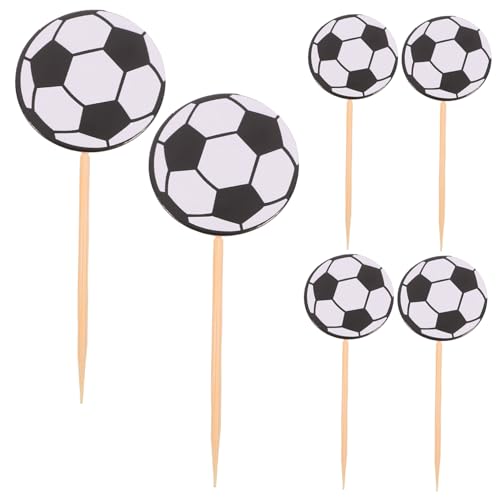 BESTonZON 1 Satz Fußball-kucheneinsatz Fußball-kuchendekoration Fußball-partyzubehör Geburtstagskuchen-dekoration Dekorative Kuchenverzierungen Cupcake Topper Zum Geburtstag Papier 60st von BESTonZON