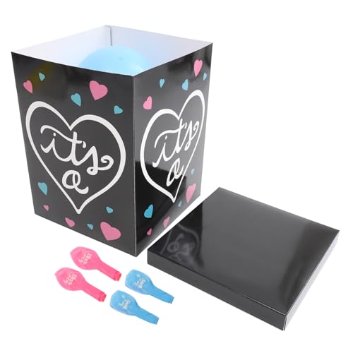 BESTonZON 1 Satz Geschlechtsoffenlegungsbox Luftballons Geschlechtsvorhersage-Kit Geschlecht offenbaren Partydekorationen Babyboxen für die Babyparty -Dusche-Boxen weißer Kartendruck von BESTonZON