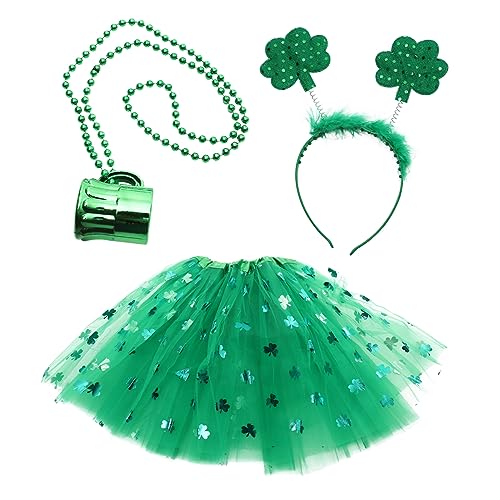 BESTonZON 1 Satz Irisches Stirnband St. Patricks Day St. Patrick's Day Partykostüm Patrick-party-requisite Kleeblatt-rock St. Patrick's Day Kopfschmuck Patrick Tutu-rock Plastik Green von BESTonZON