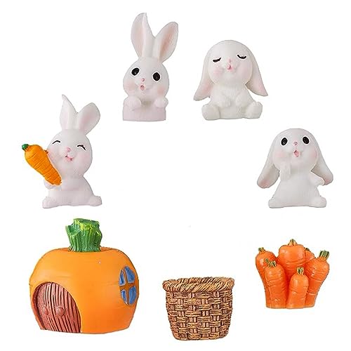 BESTonZON 1 Satz Kuchendekoration Topf-bonsai-dekoration Kaninchen-miniaturfiguren Mini-tierfiguren Miniaturdekoration Kleiner Hase Süße Hasenfigur Ostern Kaninchen Mini-tiere Pvc von BESTonZON