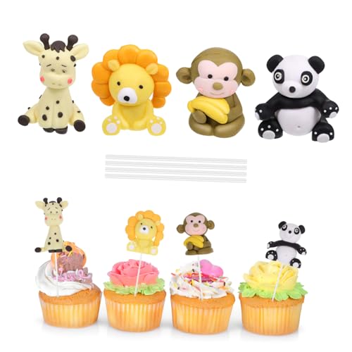 BESTonZON 1 Satz Kucheneinsatz Geburtstagskuchen-picks Affen-kuchenspießer Dschungeltier Kuchen Verzieren Affen- Tierische Cupcake-picks Schokoladenkuchen Auswählen Tiere Pvc 4 Stück von BESTonZON