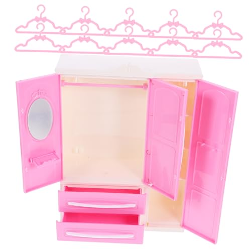 BESTonZON 1 Satz Mini-Kleider Schrank Mini-kleiderhalter Dolly Kleiderbügel Puppenhauskommode Kleiderbügel Für Kleidung Schubladen Für Puppenstuben Kleiderbügel Für Puppen Rosa Plastik von BESTonZON