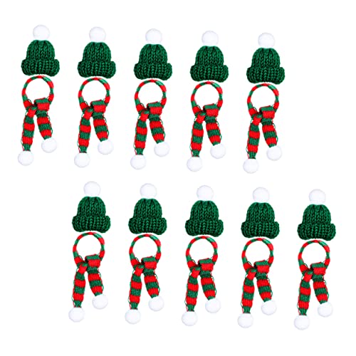 BESTonZON 1 Satz Mini-Mütze Schal Ornament Partyhüte für Erwachsene klein Weihnachten winzig Zubehör weihnachtsdeko Cute Decor Weihnachtsfeierverzierung Pflanzenverzierung Garn Green von BESTonZON