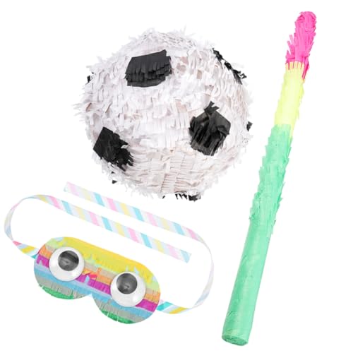 BESTonZON 1 Satz Piñata fußball pinata komfetti party game pinata stab candies snoep Pinata in Fußballform Fußballpinata und Stock Pinata-Stick-Spielzeug Pinata- in Fußballform Papier von BESTonZON