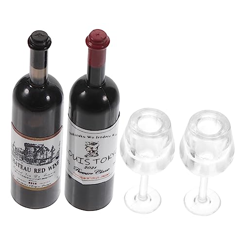 BESTonZON 1 Satz Puppenhaus Wein Flasche Cocktail Getränke Mini-hausgläser Miniaturgase Mikrobrille Puppenhaus-miniaturen Puppe Brille Mini-Foto-Requisiten Puppenhaus-Ornament Plastik von BESTonZON