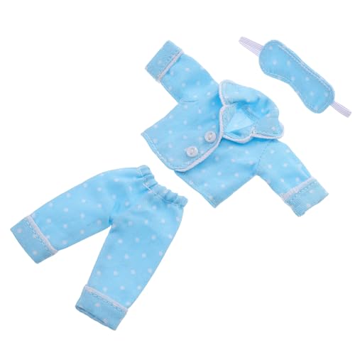 BESTonZON 1 Satz Puppenkleidung Schlafanzug Puppen BJD Kleidung Puppenschlafanzug lässiger Pyjama süße statuen Nachtwäsche für Babypuppen Ideen für Puppen-Pyjama-Outfits Polyester Sky-Blue von BESTonZON