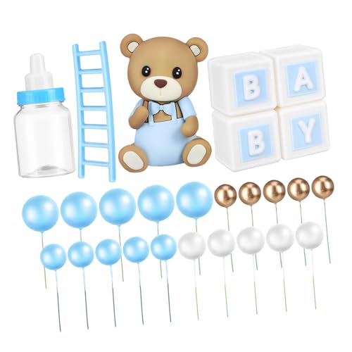 BESTonZON 1 Satz Riemenbärenkuchen Bärenkuchendeckel Tortenaufsätze Zur Taufe Kuchendekorationen Für Die Babyparty Alles Zum Geburtstag-kuchenaufsatz Kuchendeckel Für Babys Papier von BESTonZON