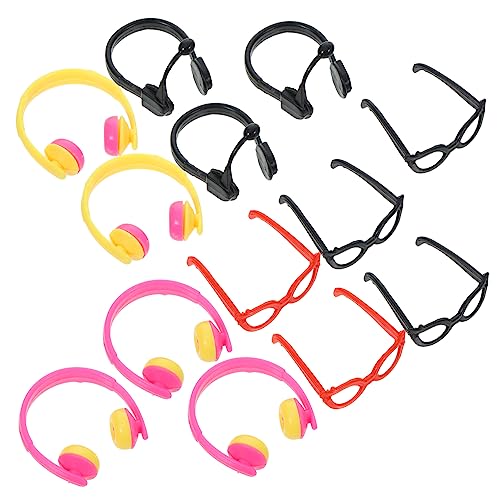 BESTonZON 1 Satz Schnapsgläser Headset Kopfhörer Puppe Mini-Brille Kleine Puppenbrille Puppen-DIY-dekore DIY-Brillen-Requisiten Auffällige Gläserdekore Puppe Sonnenbrille Plastik von BESTonZON