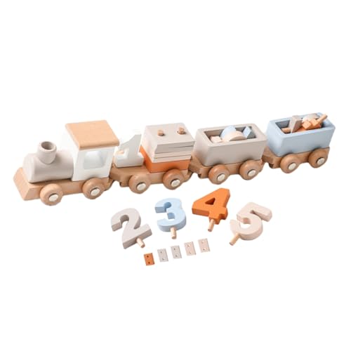 BESTonZON 1 Satz Zug holzspielzeug für Kindergeburtstag Dekoration Spielzeugbahn toy train Anzahl kognitiver Spielzeuge Kinderspielzeug hölzern Light Brown von BESTonZON