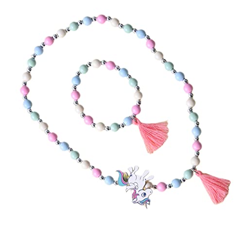 BESTonZON 1 Set 2 Stück Mehrfarbige Holzperlen Für Kinder Kleine Mädchen Armbänder Kinder Freundschaftsarmbänder Kleinkind Mädchen Armband Die Mädchen Halskette Halsketten Kinder von BESTonZON