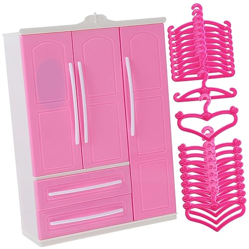 BESTonZON 1 Set Dreiseitiger Aufbewahrungsschrank Babydoll Kleiderbügel Schublade Kleidung Ankleideschrank Für Kleine Miniaturen Halter Puppenschrank Möbel Für Puppenhaus Puppe von BESTonZON