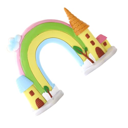 BESTonZON 1 Stück Kuchendekoration Regenbogenschloss Ornament Für Geburtstage Cartoon Dekoration Der Geburtstag Harz Regenbogenskulptur Geburtstagszubehör Geburtstagskuchenaufsatz von BESTonZON