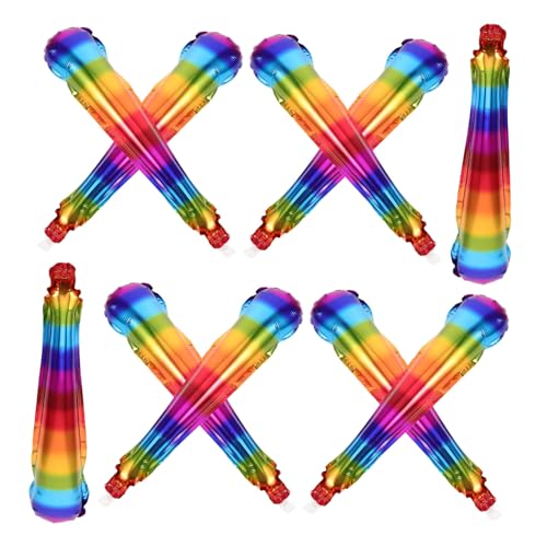 BESTonZON 10 Stück Regenbogen Ballonstab Ballon Sticks Luftballons Cheerleading Stick Klöppel Regenbogen Ballon Stick Regenbogen Pompom Stick Ballon Cheer Stick Jubel Ausrüstung von BESTonZON