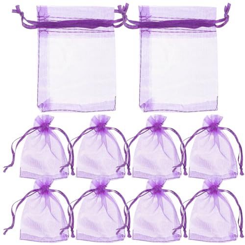 BESTonZON 100 Stücke Lavendel Beutel Organzabeutel Lavendelsäckchen Leere Duftsäckchen Organza Säckchen Duftbeutel Kordelzugbeutel zum Befüllen für Lavendel Gewürze, Kräuter, Dark Purple, 9X7X0.1CM von BESTonZON