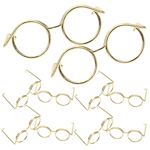 BESTonZON 10St Metallbrille Puppe verkleiden Sich Brillen Babypuppen für Mädchen Zeug kindertagsgeschenke puppenkleidung Spielzeug schnapsgläser Miniatur-Dinge Mini-Puppen-Brille Golden von BESTonZON