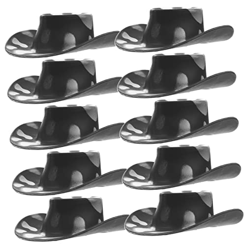 BESTonZON 10St Mini-Cowboyhut Kleinkindermützen Mini-Hutkappen Mini-Dekor Mini-Strohhüte zum Basteln dekorativer DIY-Hut Miniatur-Puppenhut Hut Foto Requisiten kleine Hutstütze Plastik Black von BESTonZON