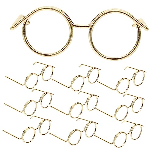 BESTonZON 10St Puppenbrille Puppe Sonnenbrille Bastelsonnenbrille für Puppen Mädchen Kinder ferngläser kinderferngläser Miniatur-Brillen-Requisiten Puppengläser zur Dekoration Metall Golden von BESTonZON